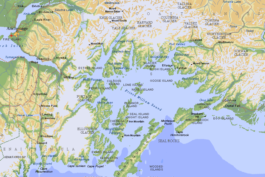 Prince William Sound Alaska Map